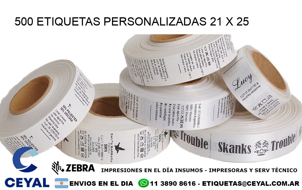 500 ETIQUETAS PERSONALIZADAS 21 x 25