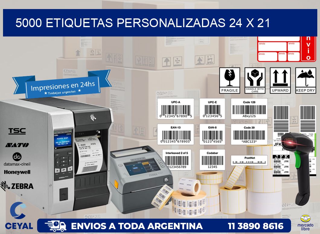 5000 ETIQUETAS PERSONALIZADAS 24 x 21