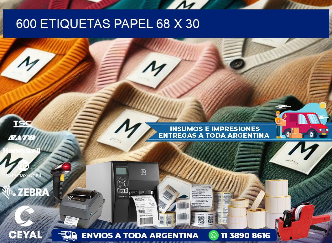 600 ETIQUETAS PAPEL 68 x 30