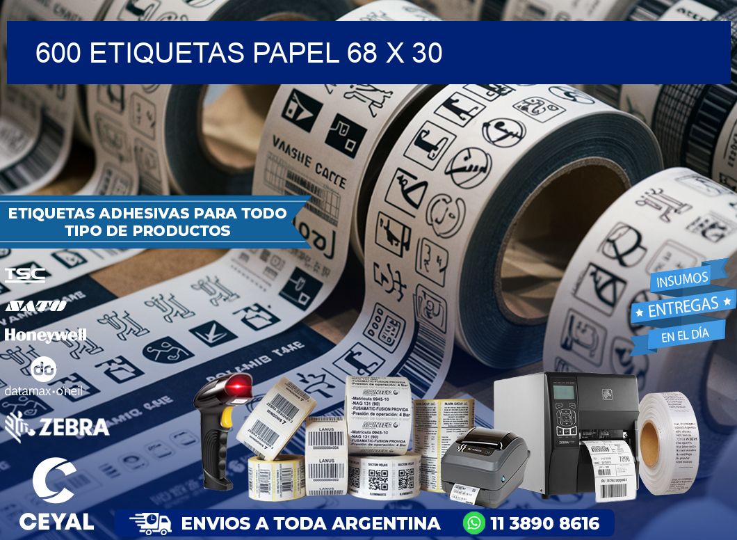 600 ETIQUETAS PAPEL 68 x 30