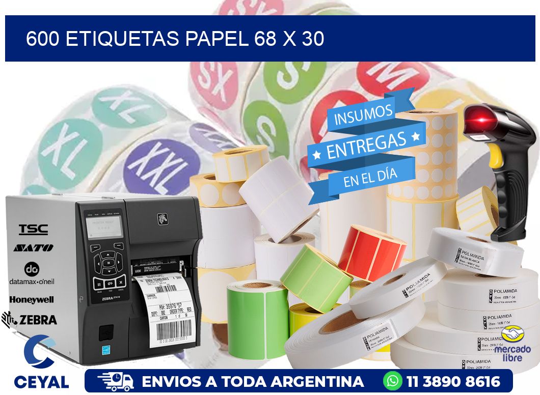 600 ETIQUETAS PAPEL 68 x 30