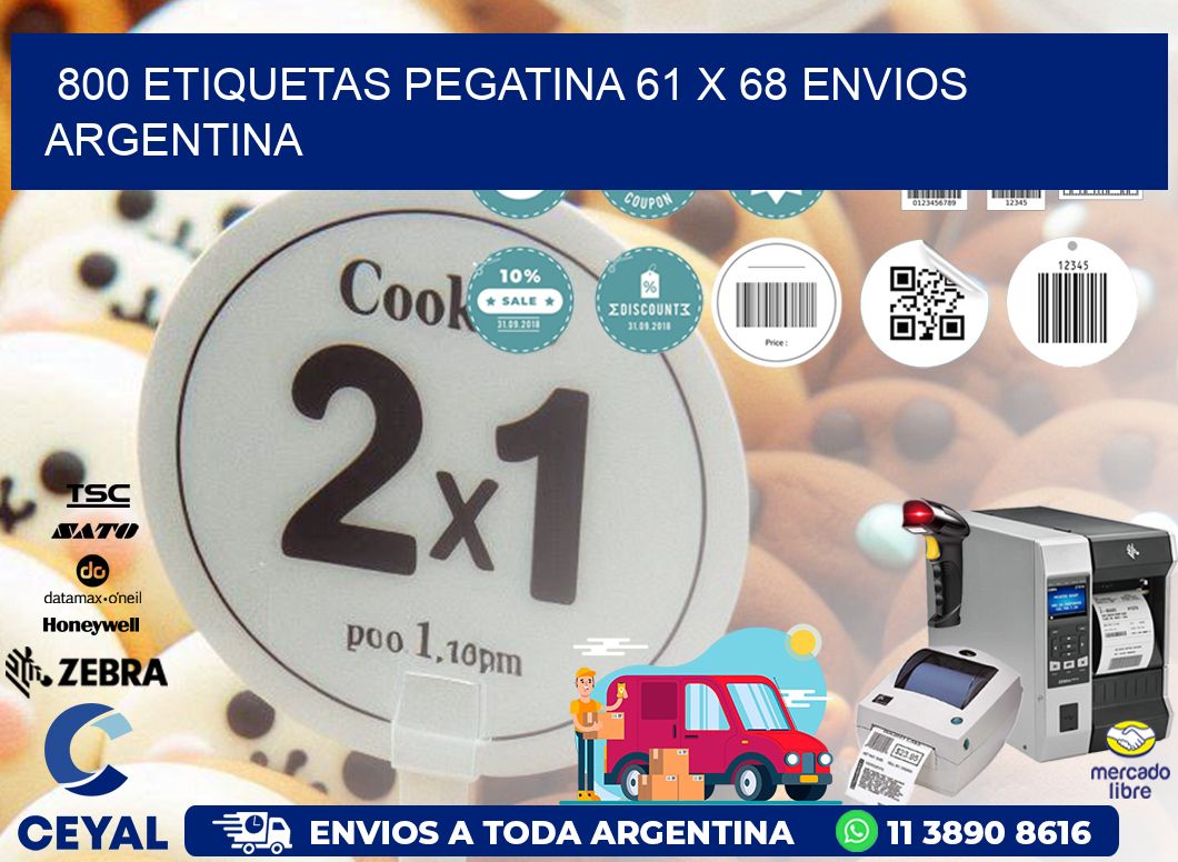 800 ETIQUETAS PEGATINA 61 x 68 ENVIOS ARGENTINA