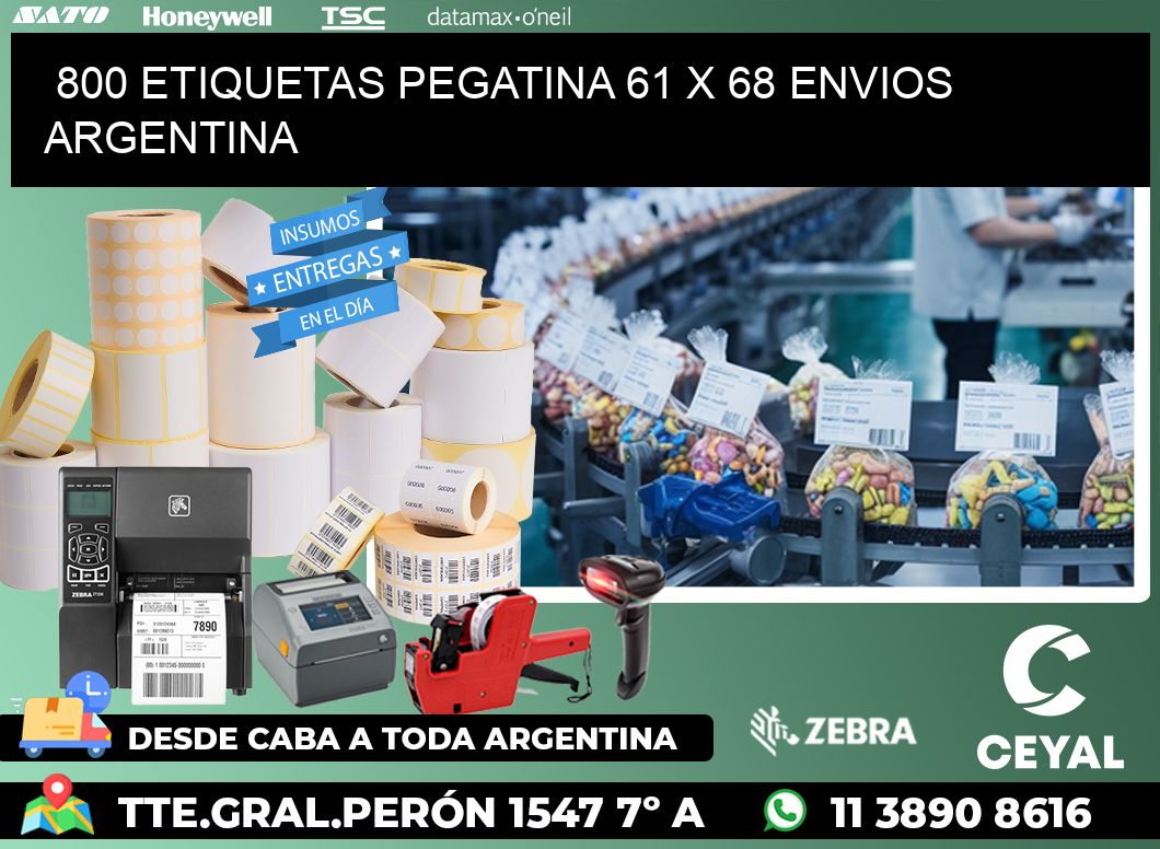 800 ETIQUETAS PEGATINA 61 x 68 ENVIOS ARGENTINA