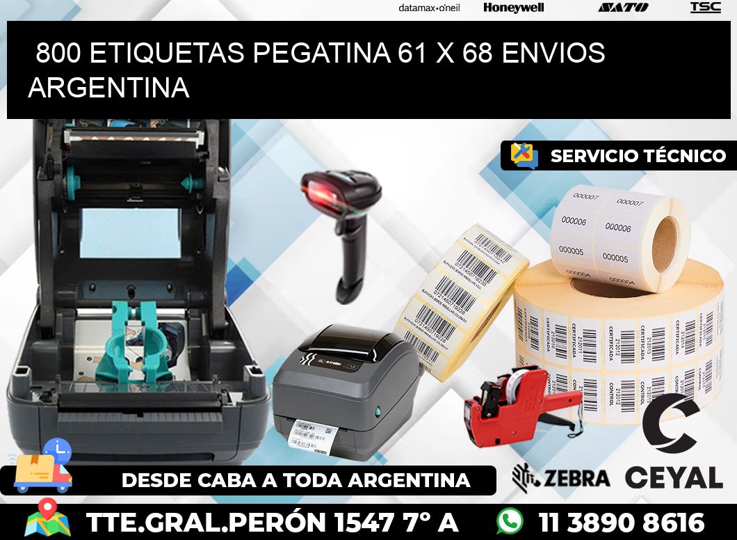 800 ETIQUETAS PEGATINA 61 x 68 ENVIOS ARGENTINA