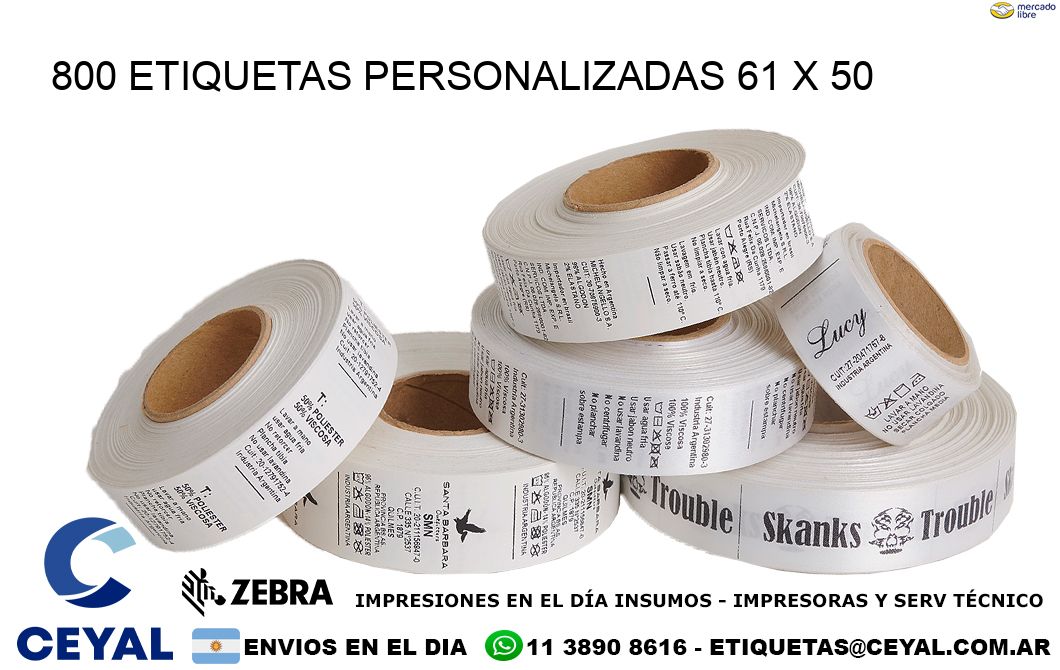 800 ETIQUETAS PERSONALIZADAS 61 x 50