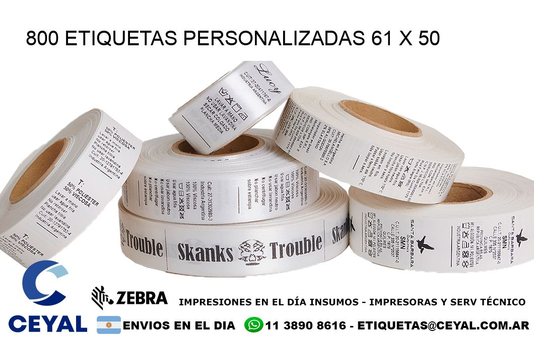 800 ETIQUETAS PERSONALIZADAS 61 x 50