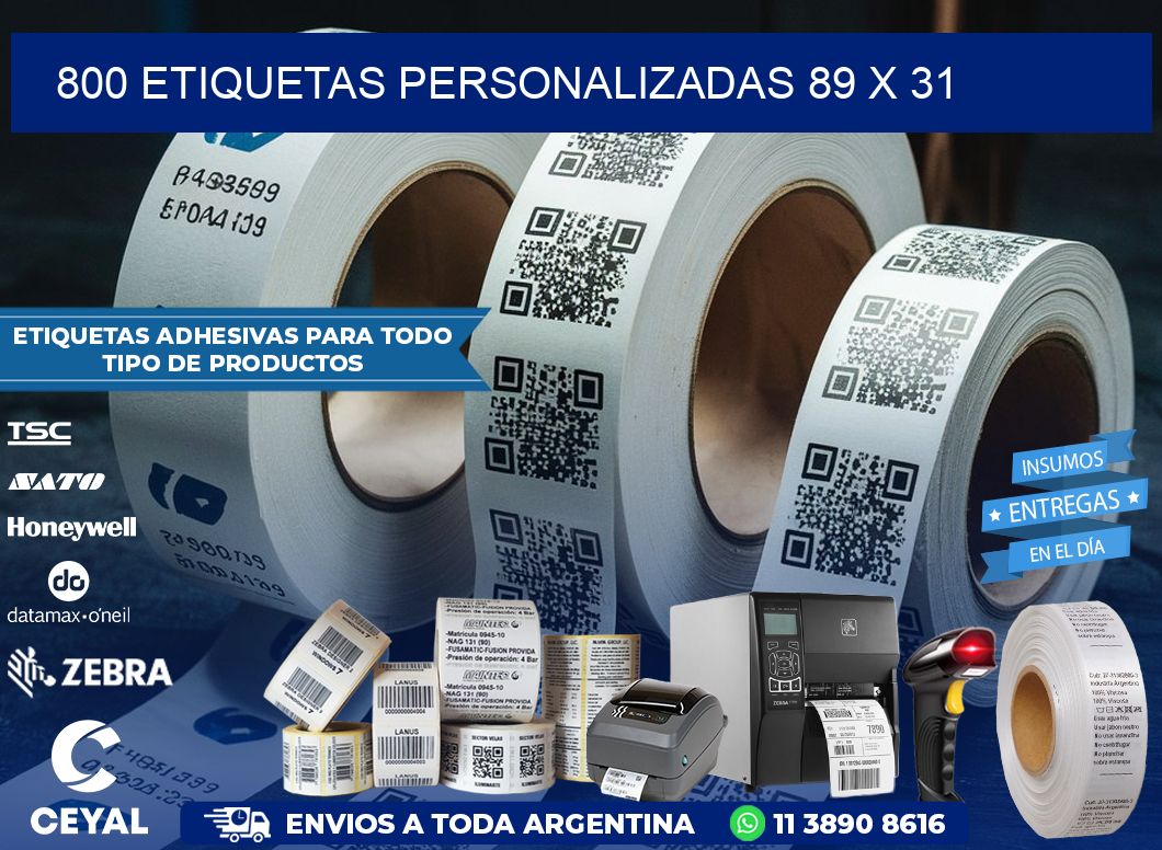 800 ETIQUETAS PERSONALIZADAS 89 x 31