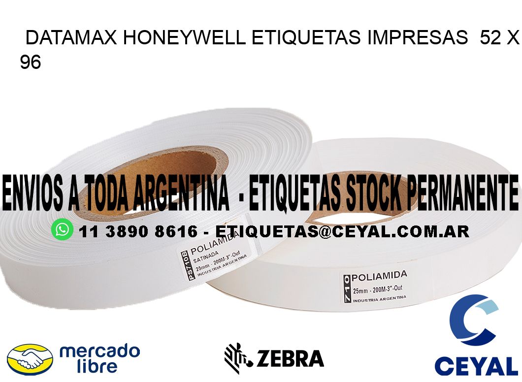 DATAMAX HONEYWELL ETIQUETAS IMPRESAS  52 x 96