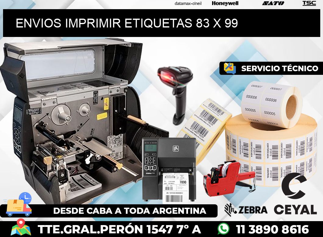 ENVIOS IMPRIMIR ETIQUETAS 83 x 99