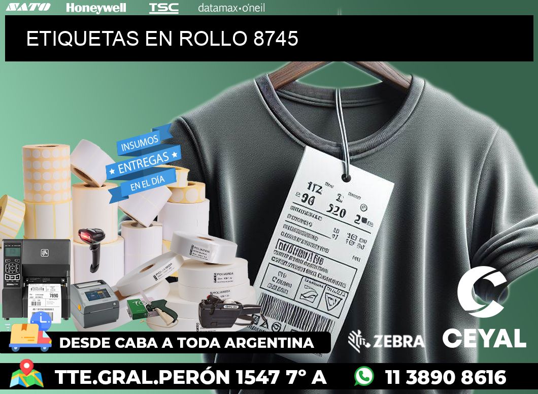 ETIQUETAS EN ROLLO 8745