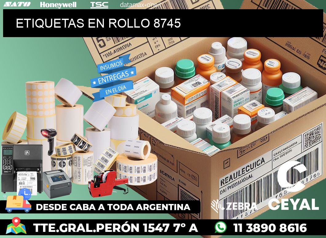 ETIQUETAS EN ROLLO 8745