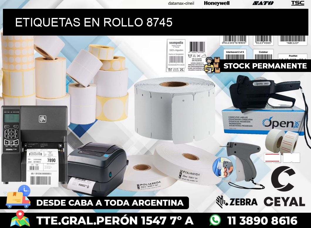 ETIQUETAS EN ROLLO 8745