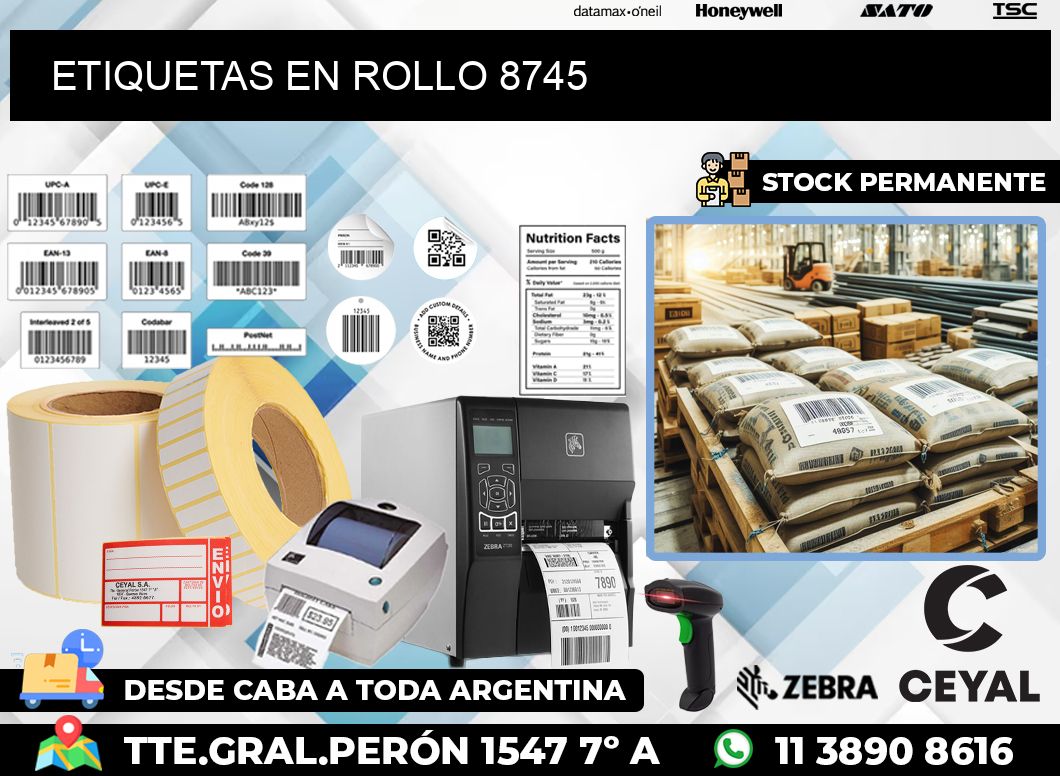 ETIQUETAS EN ROLLO 8745