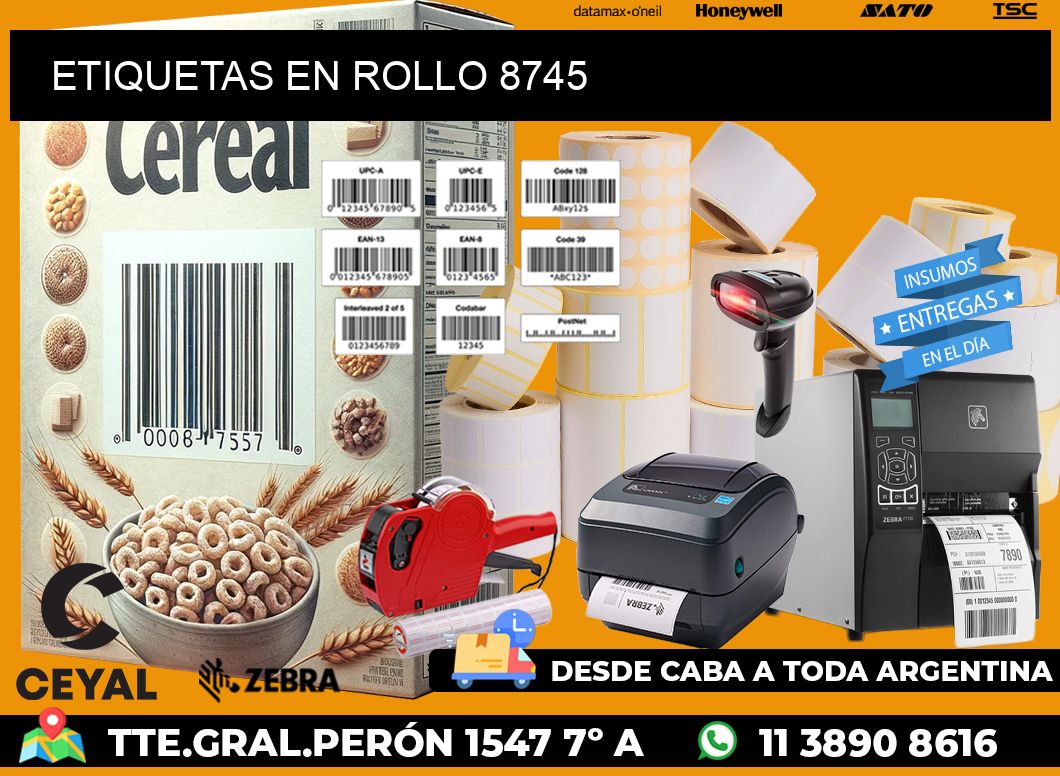 ETIQUETAS EN ROLLO 8745