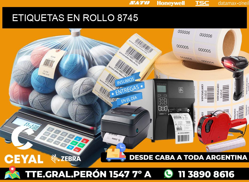 ETIQUETAS EN ROLLO 8745