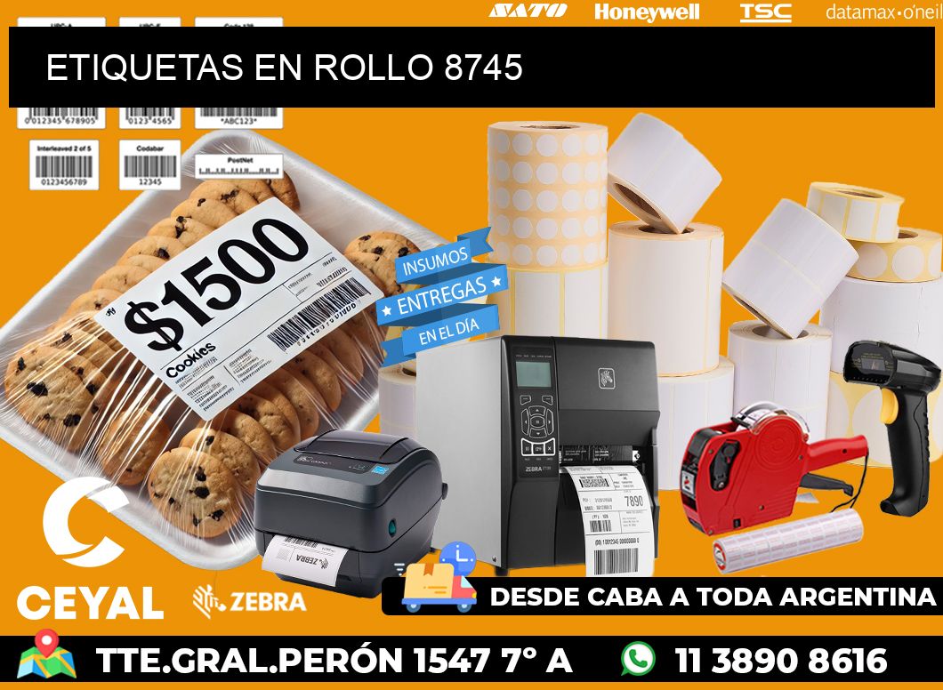 ETIQUETAS EN ROLLO 8745