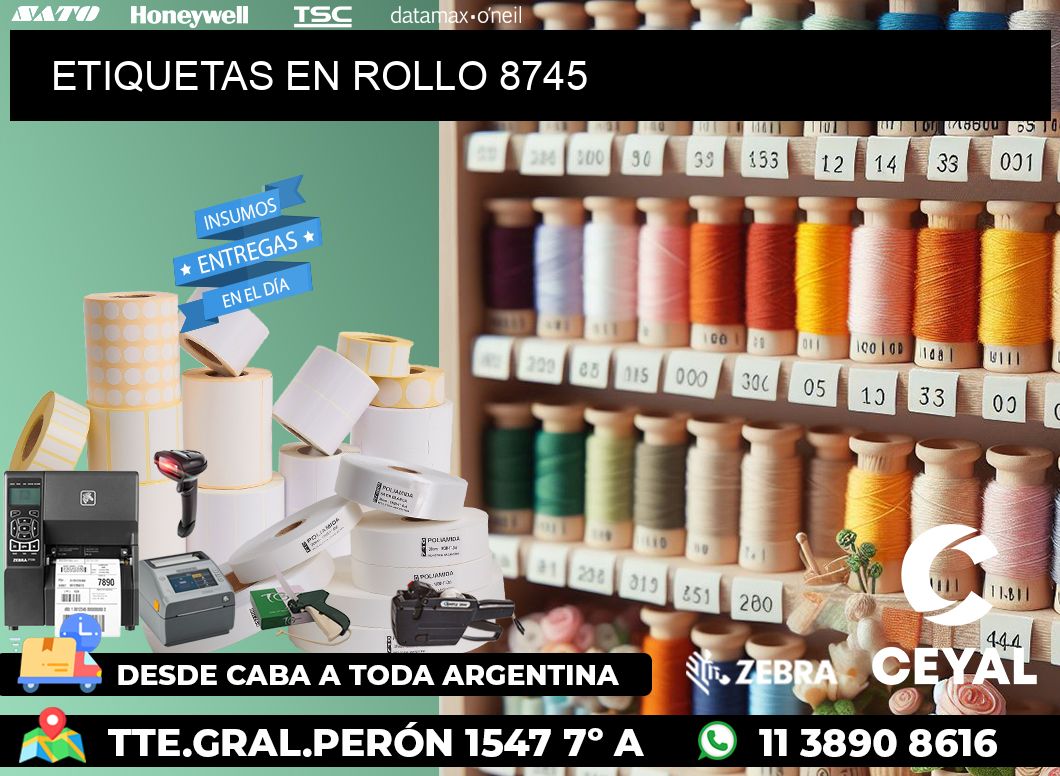 ETIQUETAS EN ROLLO 8745