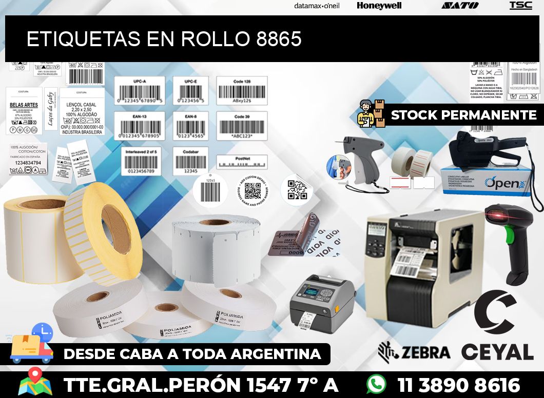 ETIQUETAS EN ROLLO 8865