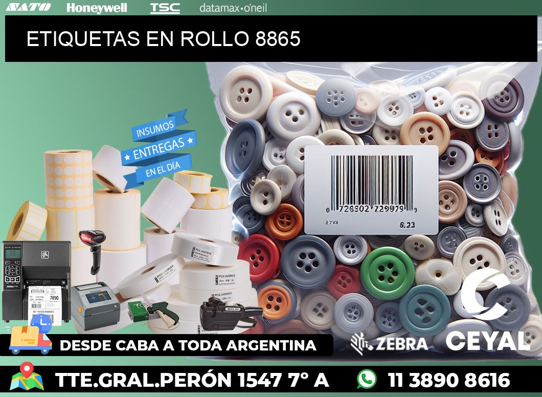 ETIQUETAS EN ROLLO 8865