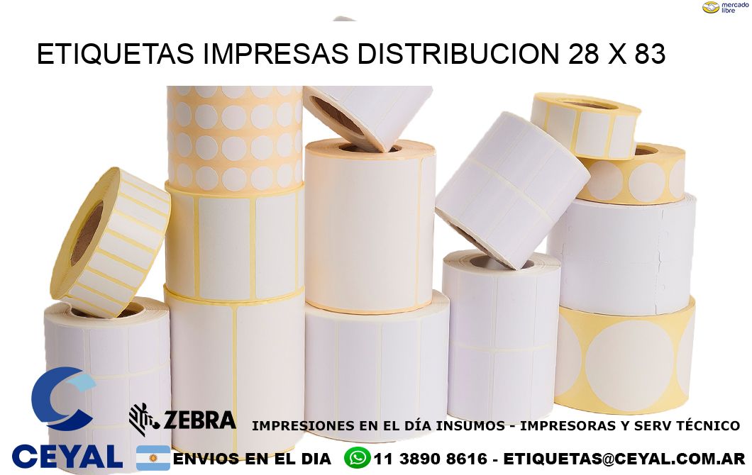 ETIQUETAS IMPRESAS DISTRIBUCION 28 x 83