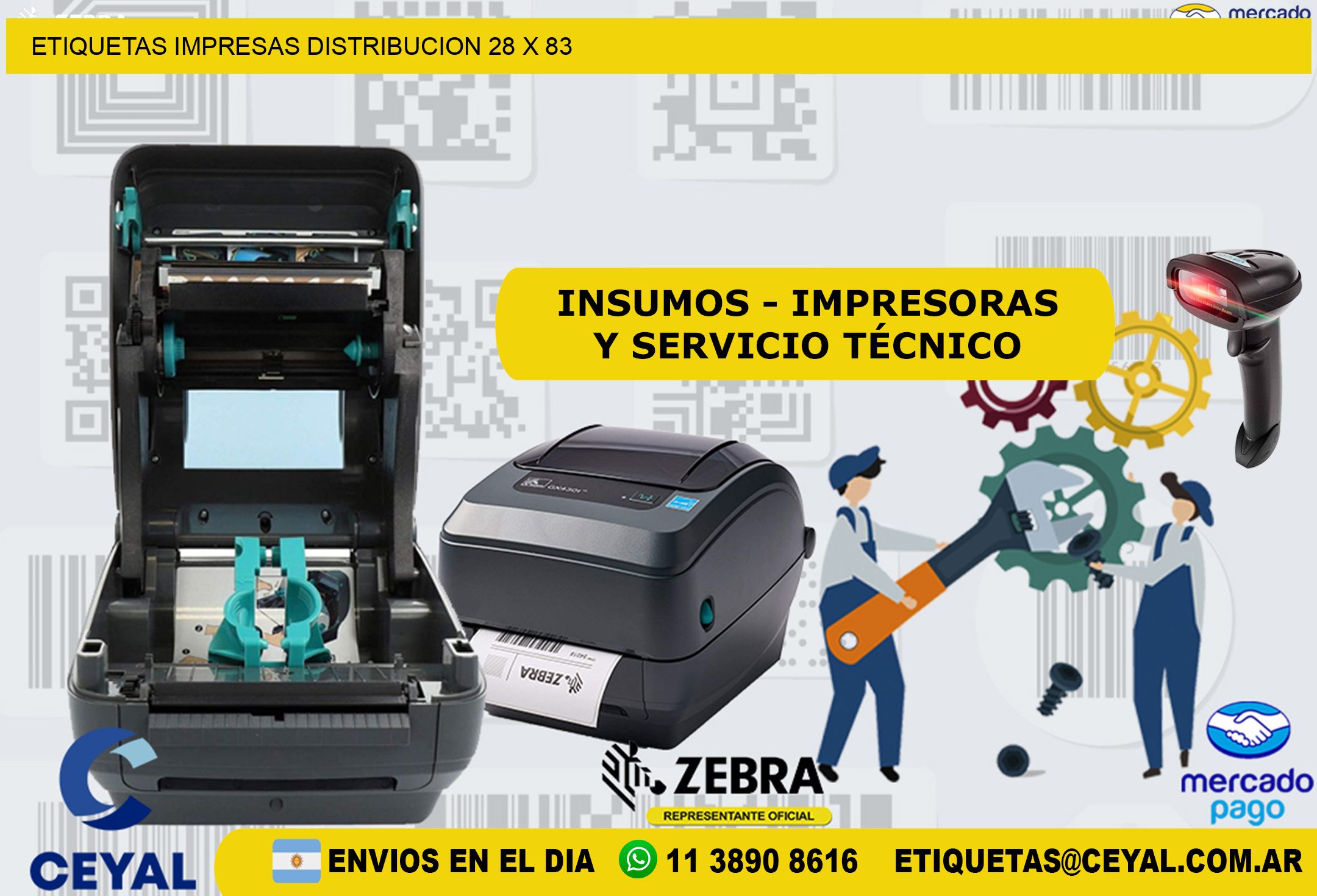 ETIQUETAS IMPRESAS DISTRIBUCION 28 x 83