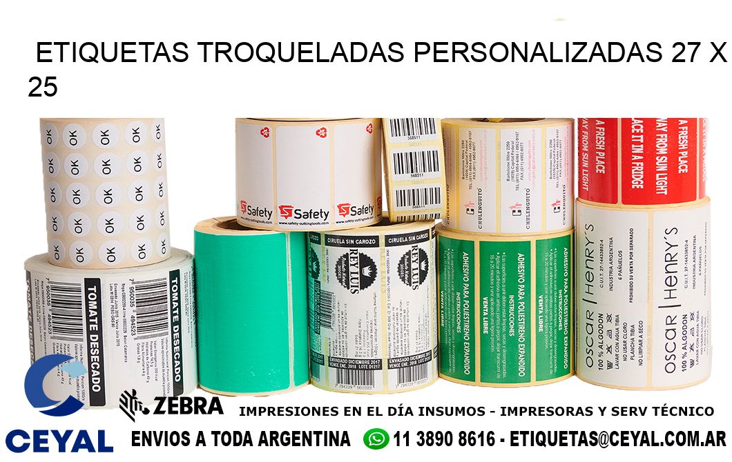 ETIQUETAS TROQUELADAS PERSONALIZADAS 27 x 25