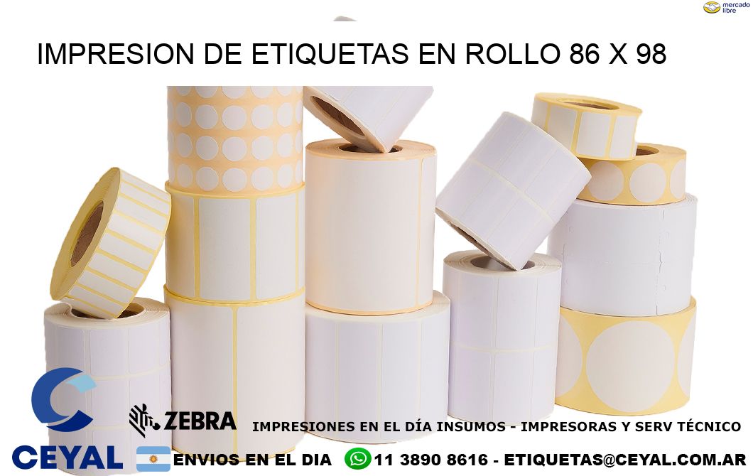 IMPRESION DE ETIQUETAS EN ROLLO 86 x 98