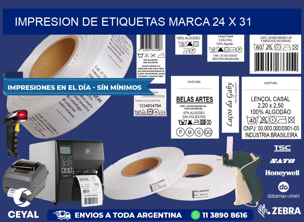 IMPRESION DE ETIQUETAS MARCA 24 x 31