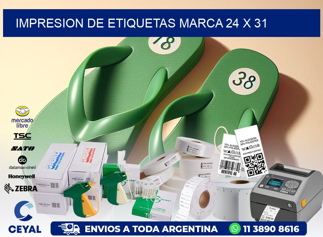 IMPRESION DE ETIQUETAS MARCA 24 x 31