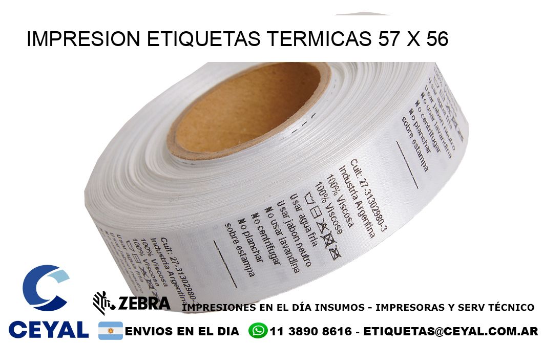 IMPRESION ETIQUETAS TERMICAS 57 x 56