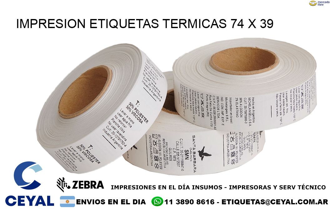 IMPRESION ETIQUETAS TERMICAS 74 x 39