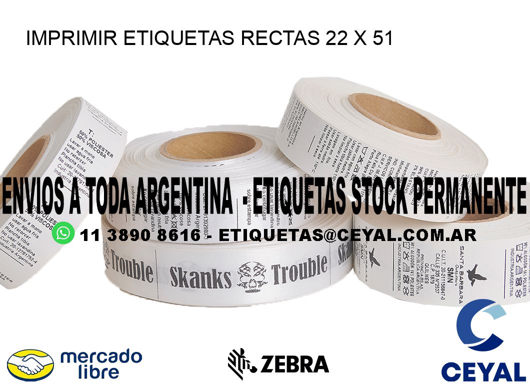 IMPRIMIR ETIQUETAS RECTAS 22 x 51