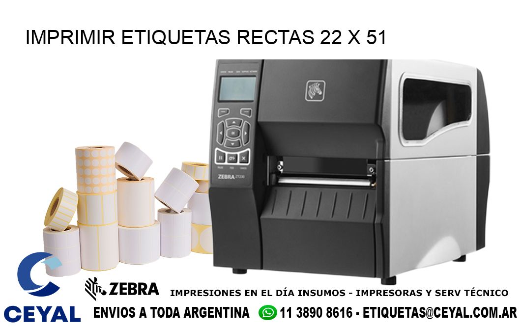 IMPRIMIR ETIQUETAS RECTAS 22 x 51