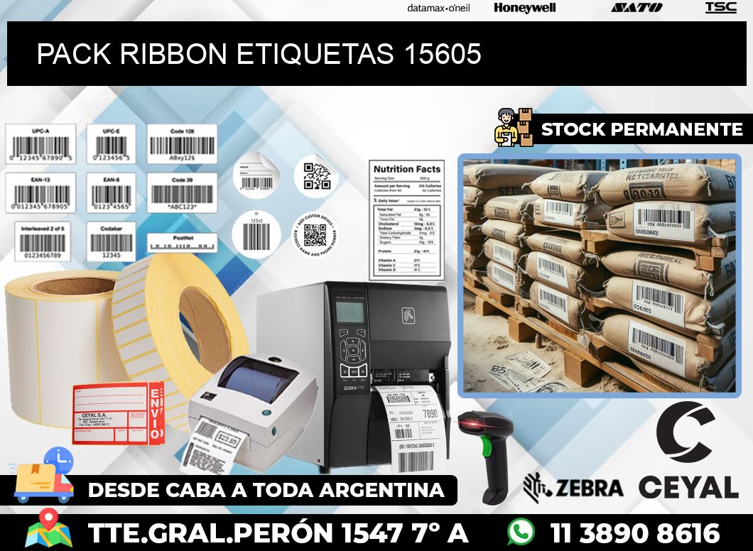 PACK RIBBON ETIQUETAS 15605