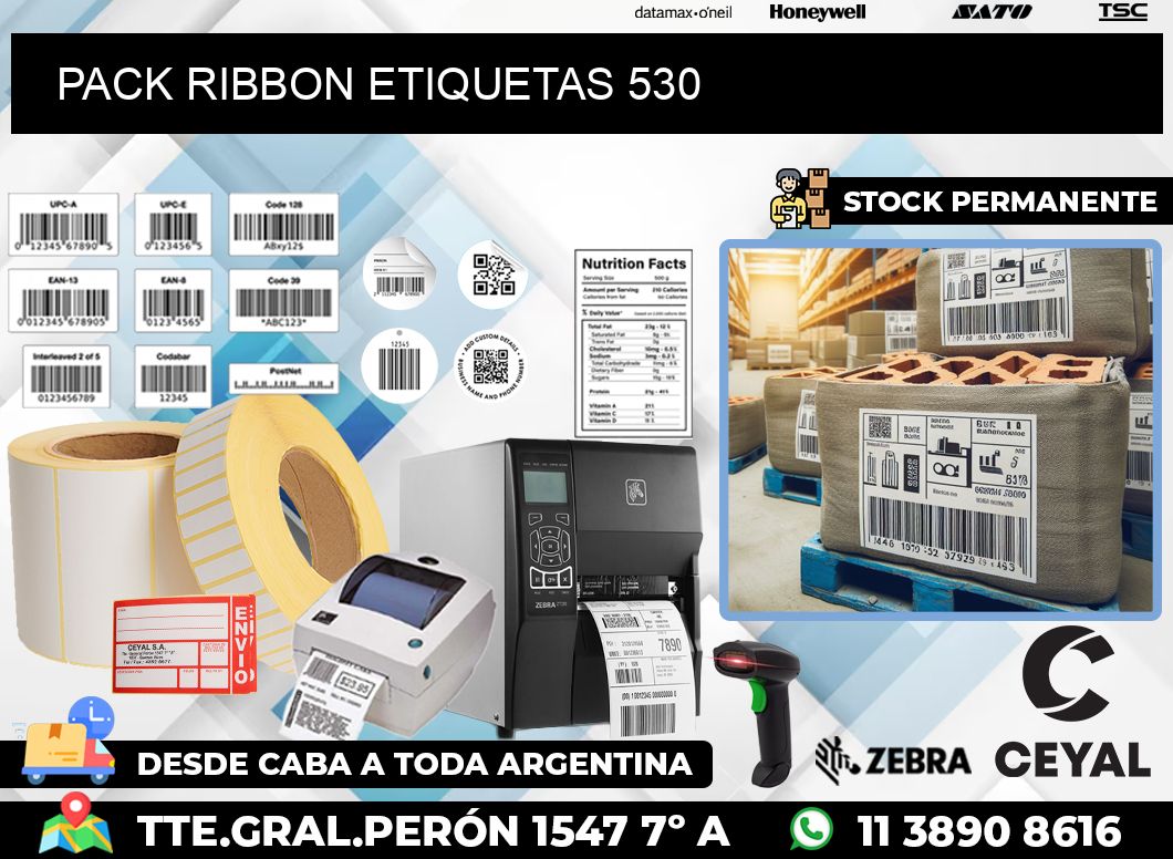 PACK RIBBON ETIQUETAS 530