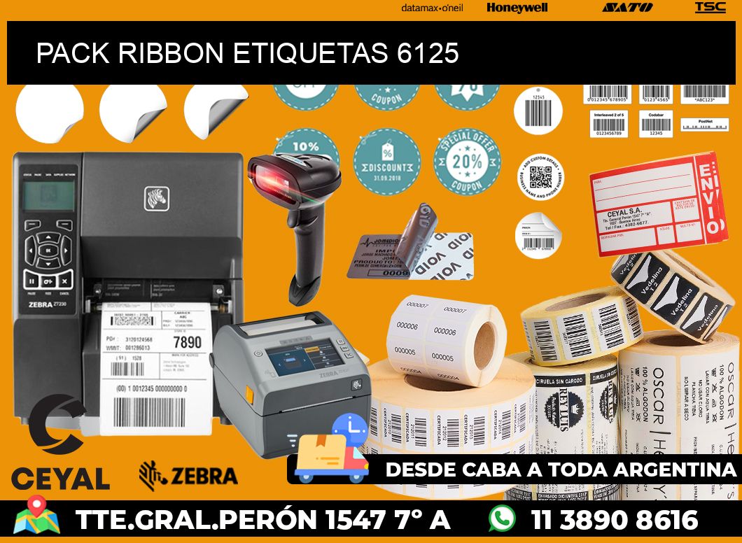 PACK RIBBON ETIQUETAS 6125