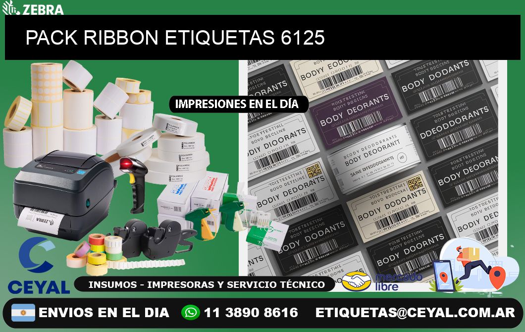 PACK RIBBON ETIQUETAS 6125