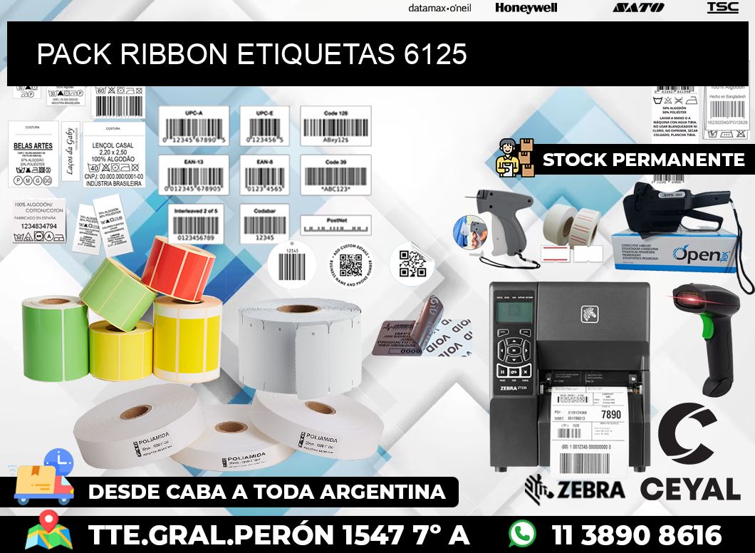 PACK RIBBON ETIQUETAS 6125