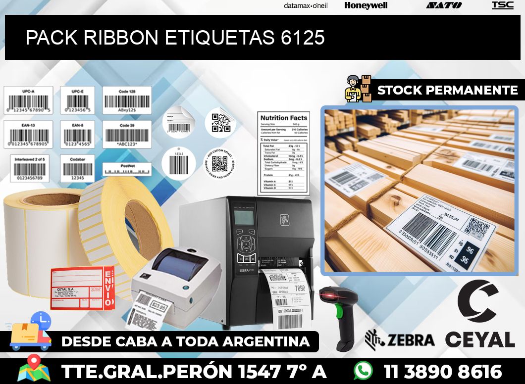 PACK RIBBON ETIQUETAS 6125