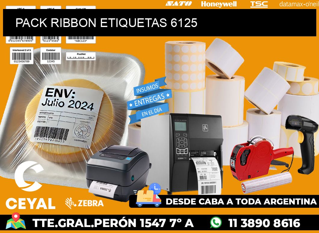 PACK RIBBON ETIQUETAS 6125