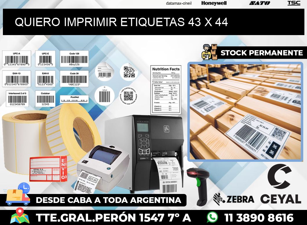 QUIERO IMPRIMIR ETIQUETAS 43 x 44