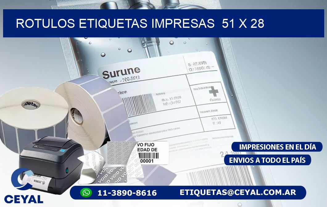 ROTULOS ETIQUETAS IMPRESAS  51 x 28