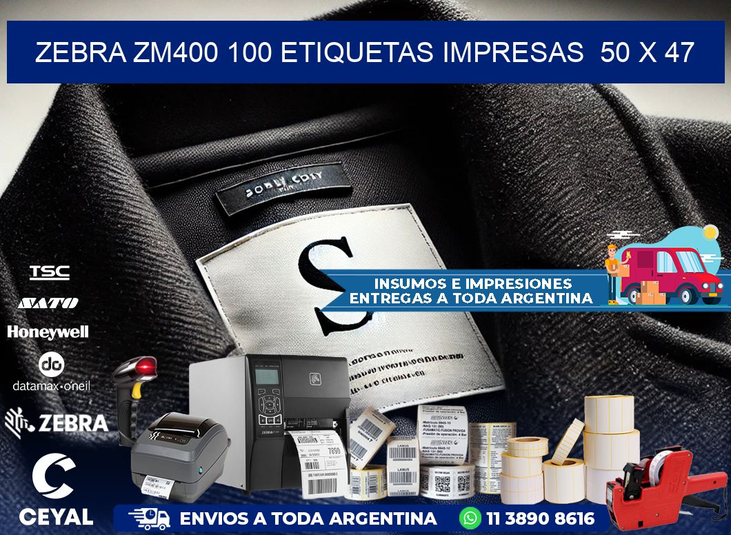 ZEBRA ZM400 100 ETIQUETAS IMPRESAS  50 x 47