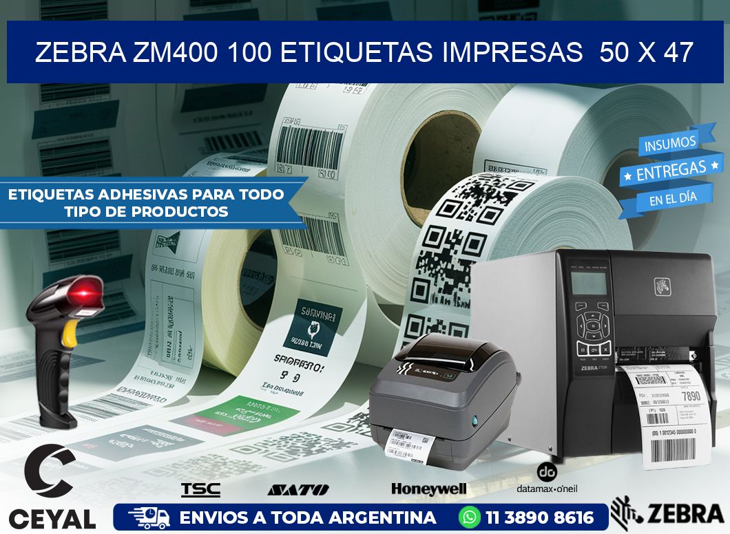 ZEBRA ZM400 100 ETIQUETAS IMPRESAS  50 x 47