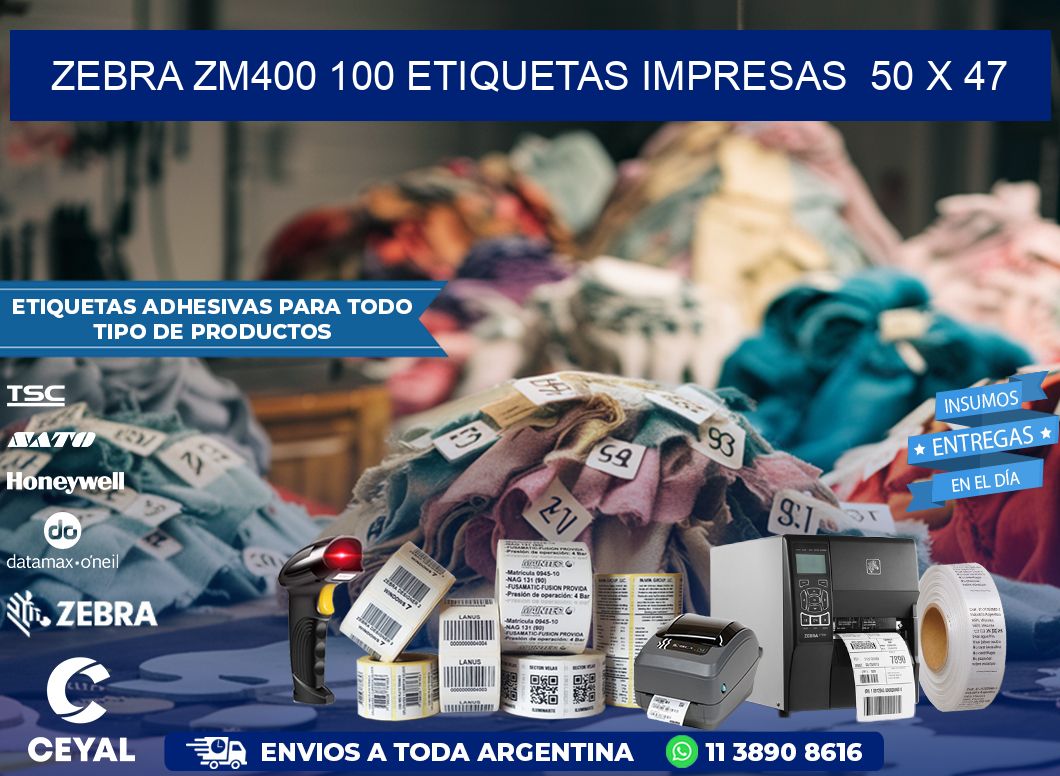 ZEBRA ZM400 100 ETIQUETAS IMPRESAS  50 x 47