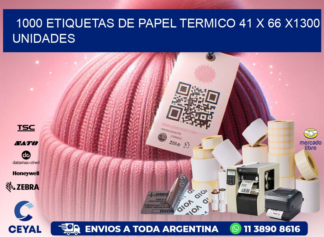 1000 ETIQUETAS DE PAPEL TERMICO 41 x 66 X1300 UNIDADES