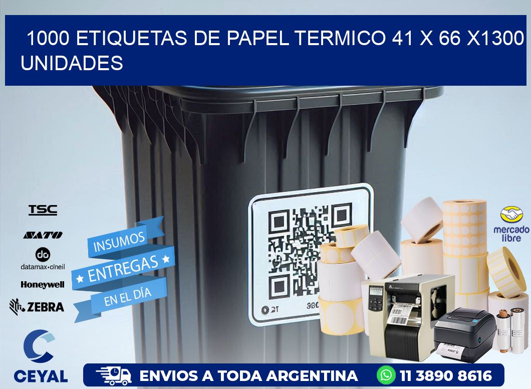 1000 ETIQUETAS DE PAPEL TERMICO 41 x 66 X1300 UNIDADES