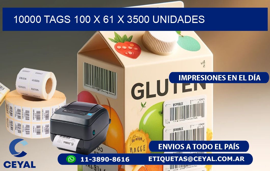 10000 TAGS 100 x 61 X 3500 UNIDADES