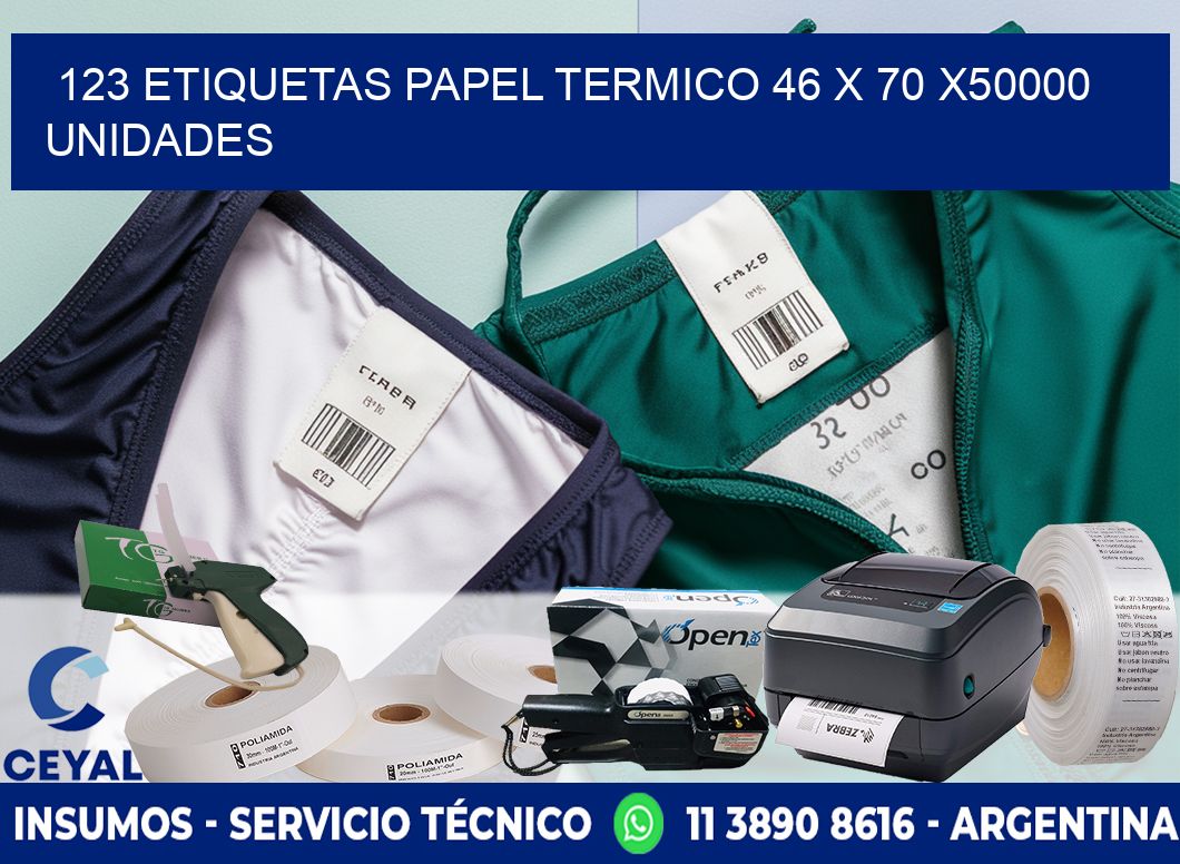 123 ETIQUETAS PAPEL TERMICO 46 x 70 X50000 UNIDADES