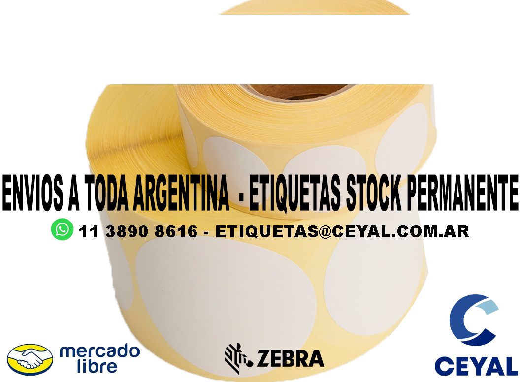 15 ROLLOS  ETIQUETAS ZEBRA 29 x 20 X 3000 UNIDADES